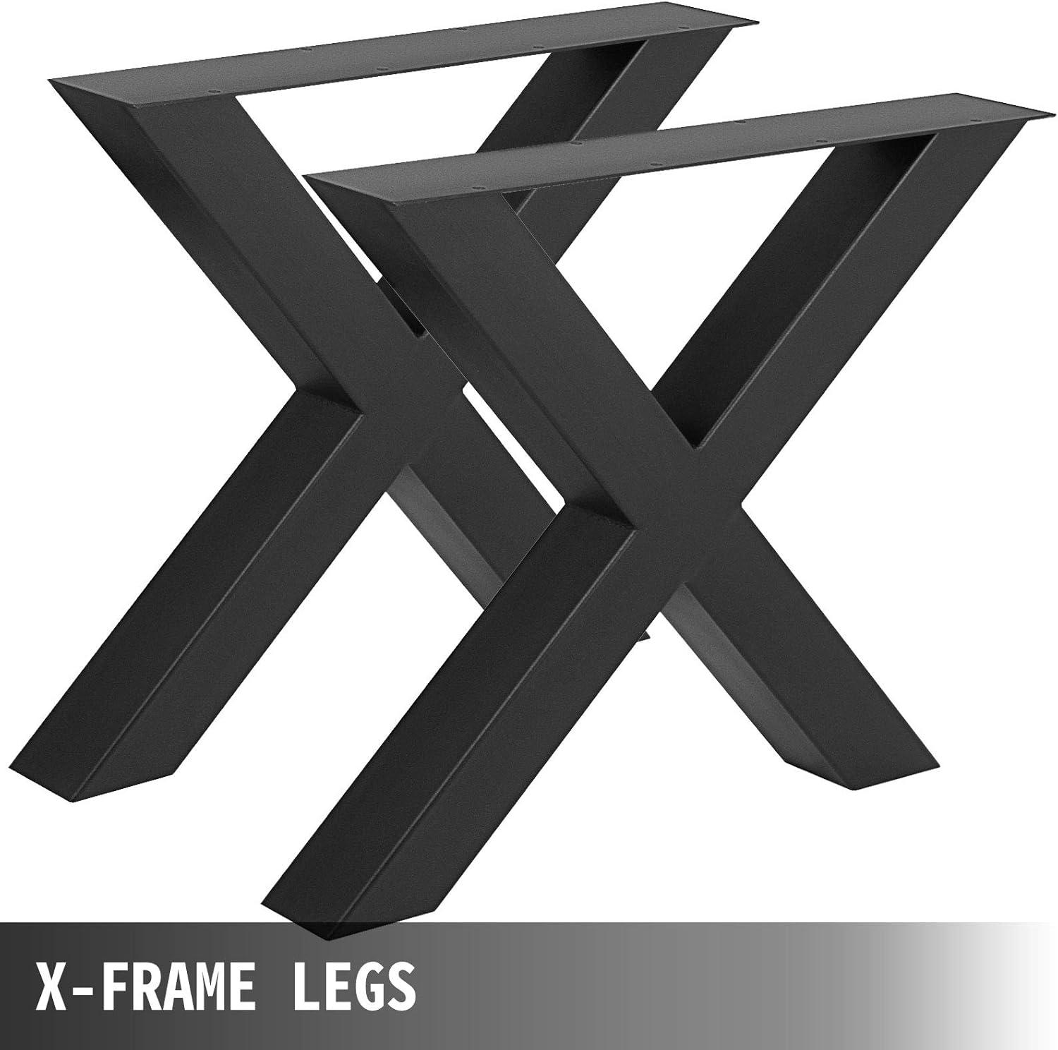 image:imageVEVOR Steel Table Legs 28 Height 30 Wide Set of 2 Heavy Duty 31 Square Box Section X FrameBlack