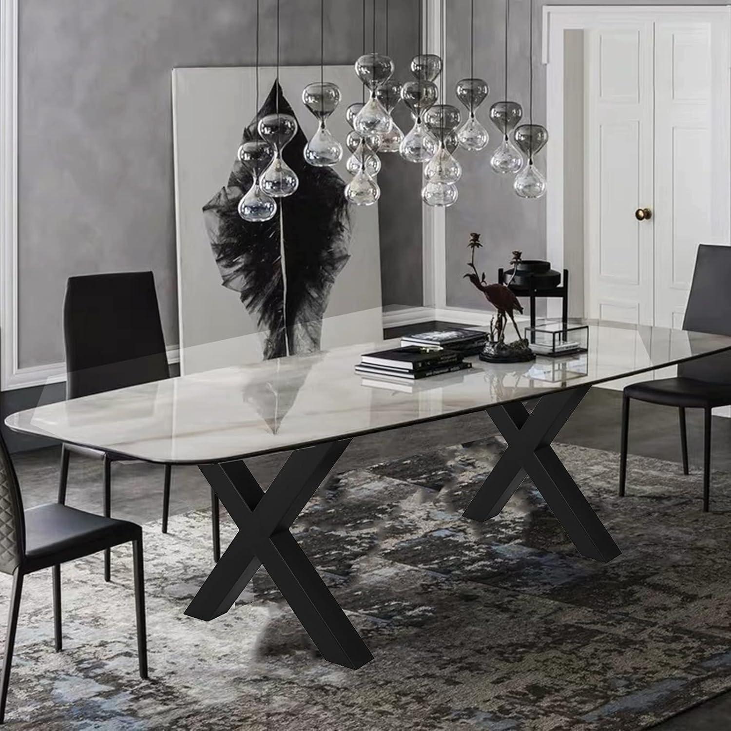 image:imageVEVOR Steel Table Legs 28 Height 30 Wide Set of 2 Heavy Duty 31 Square Box Section X FrameBlack
