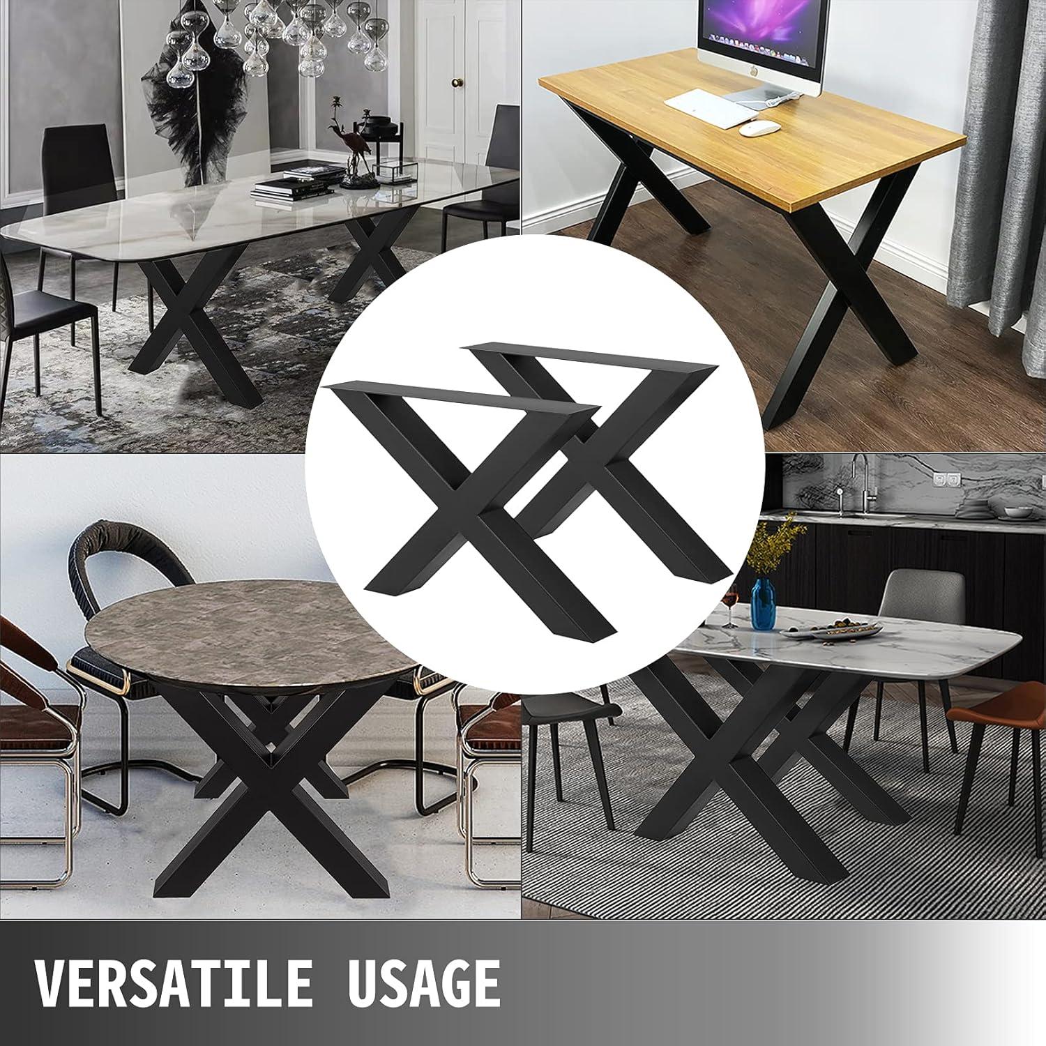 image:imageVEVOR Steel Table Legs 28 Height 30 Wide Set of 2 Heavy Duty 31 Square Box Section X FrameBlack