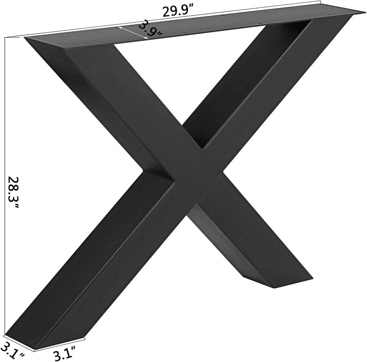image:imageVEVOR Steel Table Legs 28 Height 30 Wide Set of 2 Heavy Duty 31 Square Box Section X FrameBlack