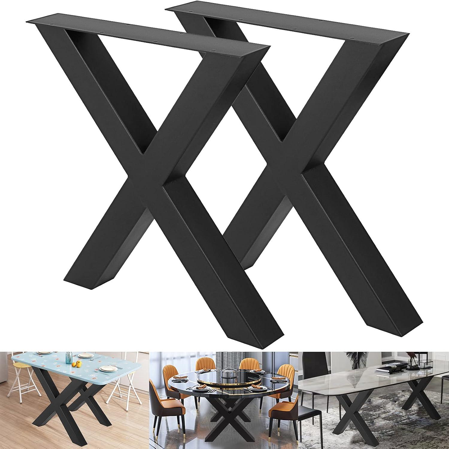 image:imageVEVOR Steel Table Legs 28 Height 30 Wide Set of 2 Heavy Duty 31 Square Box Section X FrameBlack