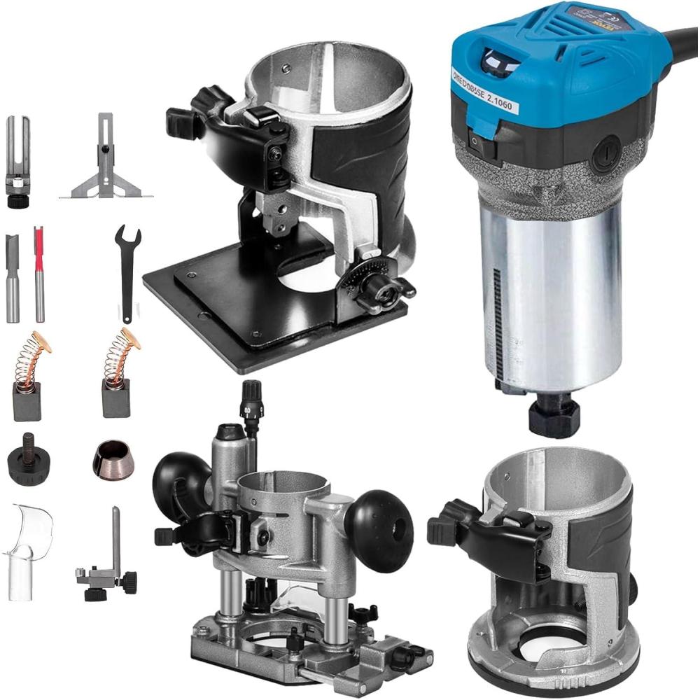 image:imageVEVOR Compact Router 125HP With Fixed Base Plunge Base and Tilt Base Variable Speed Wood Router Kit Max Torque 30000RPM For Woodworking amp Furniture Manufacturingw Fixed Base Plunge Base and Tilt Base