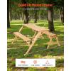 VEVOR 2-in-1 Transforming Interchangeable Picnic Table, Outdoor Wooden Table and Bench Set, Portable Foldable Bench with Umbrella Hole, Patio Dining Furniture for Garden, Backyard, Porch (Brown)