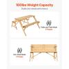 VEVOR 2-in-1 Transforming Interchangeable Picnic Table, Outdoor Wooden Table and Bench Set, Portable Foldable Bench with Umbrella Hole, Patio Dining Furniture for Garden, Backyard, Porch (Brown)