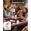 VEVOR 90″ Oval Casino Leisure Table: 10 Player, Blackjack Texas Holdem Poker Table with Stainless Steel Cup Holders and Padded Rails, Portable Folding Card Board Game Table(Black+brown)
