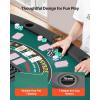 VEVOR 90″ Oval Casino Leisure Table: 10 Player, Blackjack Texas Holdem Poker Table with Stainless Steel Cup Holders and Padded Rails, Portable Folding Card Board Game Table(Green)
