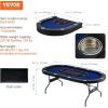 VEVOR 90″ Oval Casino Leisure Table: 10 Player, Blackjack Texas Holdem Poker Table with Stainless Steel Cup Holders and Padded Rails, Portable Folding Card Board Game Table(Blue)