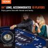 VEVOR 90″ Oval Casino Leisure Table: 10 Player, Blackjack Texas Holdem Poker Table with Stainless Steel Cup Holders and Padded Rails, Portable Folding Card Board Game Table(Blue)