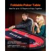 VEVOR 90″ Oval Casino Leisure Table: 10 Player, Blackjack Texas Holdem Poker Table with Stainless Steel Cup Holders and Padded Rails, Portable Folding Card Board Game Table(Red)