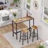 VEVOR Bar Table and Chairs Set, 3PCS 23.5″ Bars Tables Set with Rounded Corner Design, Round Pub Table with Two Stools for Office Desk, Breakfast Corner, Mini Bars, Light Gray, Black(39x16x36 Inch)