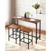 VEVOR Bar Table and Chairs Set, 3PCS 23.5″ Bars Tables Set with Rounded Corner Design, Round Pub Table with Two Stools for Office Desk, Breakfast Corner, Mini Bars, Light Gray, Black(3PCS 47.2″)