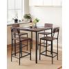 VEVOR Bar Table and Chairs Set, 3PCS 23.5″ Bars Tables Set with Rounded Corner Design, Round Pub Table with Two Stools for Office Desk, Breakfast Corner, Mini Bars, Light Gray, Black(5pcs 35″)