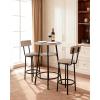 VEVOR Bar Table and Chairs Set, 3PCS 23.5″ Bars Tables Set with Rounded Corner Design, Round Pub Table with Two Stools for Office Desk, Breakfast Corner, Mini Bars, Light Gray, Black(3PCS 23.5″)