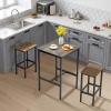VEVOR Bar Table and Chairs Set, 3PCS 23.5″ Bars Tables Set with Rounded Corner Design, Round Pub Table with Two Stools for Office Desk, Breakfast Corner, Mini Bars, Light Gray, Black(24x24x36 Inch)