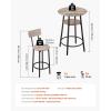 VEVOR Bar Table and Chairs Set, 3PCS 23.5″ Bars Tables Set with Rounded Corner Design, Round Pub Table with Two Stools for Office Desk, Breakfast Corner, Mini Bars, Light Gray, Black(3PCS 23.5″)