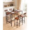 VEVOR Bar Table and Chairs Set, 3PCS 23.5″ Bars Tables Set with Rounded Corner Design, Round Pub Table with Two Stools for Office Desk, Breakfast Corner, Mini Bars, Light Gray, Black(5PCS 47.2″)