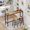 VEVOR Bar Table and Chairs Set, 3PCS 23.5″ Bars Tables Set with Rounded Corner Design, Round Pub Table with Two Stools for Office Desk, Breakfast Corner, Mini Bars, Light Gray, Black(55x15x39 Inch)
