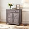 VEVOR Buffet Cabinet, Farmhouse Sideboard Cabinet with Drawer, 30″ Coffee Bar Cabinet with Adjustable Shelves & 2 Barn Door, Sideboard Buffet Station for Living Room, Entryway, Kitchen, White(Grey)