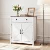 VEVOR Buffet Cabinet, Farmhouse Sideboard Cabinet with Drawer, 30″ Coffee Bar Cabinet with Adjustable Shelves & 2 Barn Door, Sideboard Buffet Station for Living Room, Entryway, Kitchen, White(White)