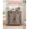 VEVOR Buffet Cabinet, Farmhouse Sideboard Cabinet with Drawer, 30″ Coffee Bar Cabinet with Adjustable Shelves & 2 Barn Door, Sideboard Buffet Station for Living Room, Entryway, Kitchen, White(Grey)