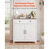 VEVOR Buffet Cabinet, Farmhouse Sideboard Cabinet with Drawer, 30″ Coffee Bar Cabinet with Adjustable Shelves & 2 Barn Door, Sideboard Buffet Station for Living Room, Entryway, Kitchen, White(White)