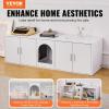 VEVOR Cat Litter Box Enclosure for 2 Cats, Litter Box Furniture Hidden with Double Rooms, Wooden Cat Box Cabinet Fit Most of Litter Box, 57.9″ L x 18.3″ W x 17.9″ H, White