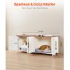 VEVOR Cat Litter Box Enclosure for Multi Cats, 47.2 in Hidden Litter Box Cabinet with 4 Doors & 2 Entries, Indoor Cat Washroom, Wooden Kitty House Furniture, Fit Most Litterboxes, Brown & White