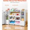 VEVOR Kids Toy Storage and Bookshelf, 4-Tier Large Toy Storage Organizer with 8 Flexible Plastic Bins, Kids Cubby Cabinet with Bookshelf for Study Room, Bedroom, Playroom, Classroom, Nursery, White(54.6″ Wide)