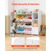 VEVOR Kids Toy Storage and Bookshelf, 4-Tier Large Toy Storage Organizer with 8 Flexible Plastic Bins, Kids Cubby Cabinet with Bookshelf for Study Room, Bedroom, Playroom, Classroom, Nursery, White(54.6″ Wide)