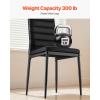 VEVOR Modern Dining Room Accent Chairs Set of 4, Upholstered Leather Side Chair for Living Room, Space-Saving Kitchen Chair with Thick Cushions and Metal Legs, Black(Set of 4(Black))