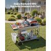 VEVOR Outdoor Grill Cart, 31.0 x 17.0 inch Tabletop Size Grilling Table, Foldable Outdoor Cooking Table with Tissue Holder, Hooks, Wheels, Side Table, BBQ Prep Tables for Picnic, Kitchen, Courtyard(Grey)