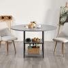 VEVOR Round Dining Table, 47 inch Wood Table for 4-6 Person, Modern Circle Dinner Furniture, Leisure Tables with Storage Shelf and Metal Legs, for Home Kitchen Living Room, Grey (Only Table)(47inch)