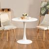 VEVOR Round Dining Table, 47 inch Wood Table for 4-6 Person, Modern Circle Dinner Furniture, Leisure Tables with Storage Shelf and Metal Legs, for Home Kitchen Living Room, Grey (Only Table)(31.5inch)