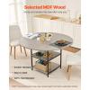 VEVOR Round Dining Table, 47 inch Wood Table for 4-6 Person, Modern Circle Dinner Furniture, Leisure Tables with Storage Shelf and Metal Legs, for Home Kitchen Living Room, Grey (Only Table)(47inch)