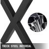 VEVOR Steel Table Legs, 28” Height 30” Wide Set of 2, Heavy Duty 3.1” Square Box Section X Frame(Black)