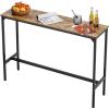VEVOR Bar Table and Chairs Set, 3PCS 23.5″ Bars Tables Set with Rounded Corner Design, Round Pub Table with Two Stools for Office Desk, Breakfast Corner, Mini Bars, Light Gray, Black(55x15x39 Inch)