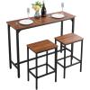VEVOR Bar Table and Chairs Set, 3PCS 23.5″ Bars Tables Set with Rounded Corner Design, Round Pub Table with Two Stools for Office Desk, Breakfast Corner, Mini Bars, Light Gray, Black(3PCS 47.2″)