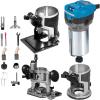 VEVOR Compact Router 1.25HP With Fixed Base, Plunge Base and Tilt Base, Variable Speed Wood Router Kit Max Torque 30,000RPM For Woodworking & Furniture Manufacturing(w/ Fixed Base  Plunge Base and Tilt Base)