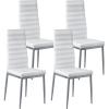 VEVOR Modern Dining Room Accent Chairs Set of 4, Upholstered Leather Side Chair for Living Room, Space-Saving Kitchen Chair with Thick Cushions and Metal Legs, Black(Set of 4 (White))