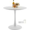VEVOR Round Dining Table, 47 inch Wood Table for 4-6 Person, Modern Circle Dinner Furniture, Leisure Tables with Storage Shelf and Metal Legs, for Home Kitchen Living Room, Grey (Only Table)(31.5inch)