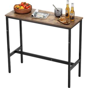 VEVOR Bar Table and Chairs Set, 3PCS 23.5″ Bars Tables Set with Rounded Corner Design, Round Pub Table with Two Stools for Office Desk, Breakfast Corner, Mini Bars, Light Gray, Black(39x16x36 Inch)