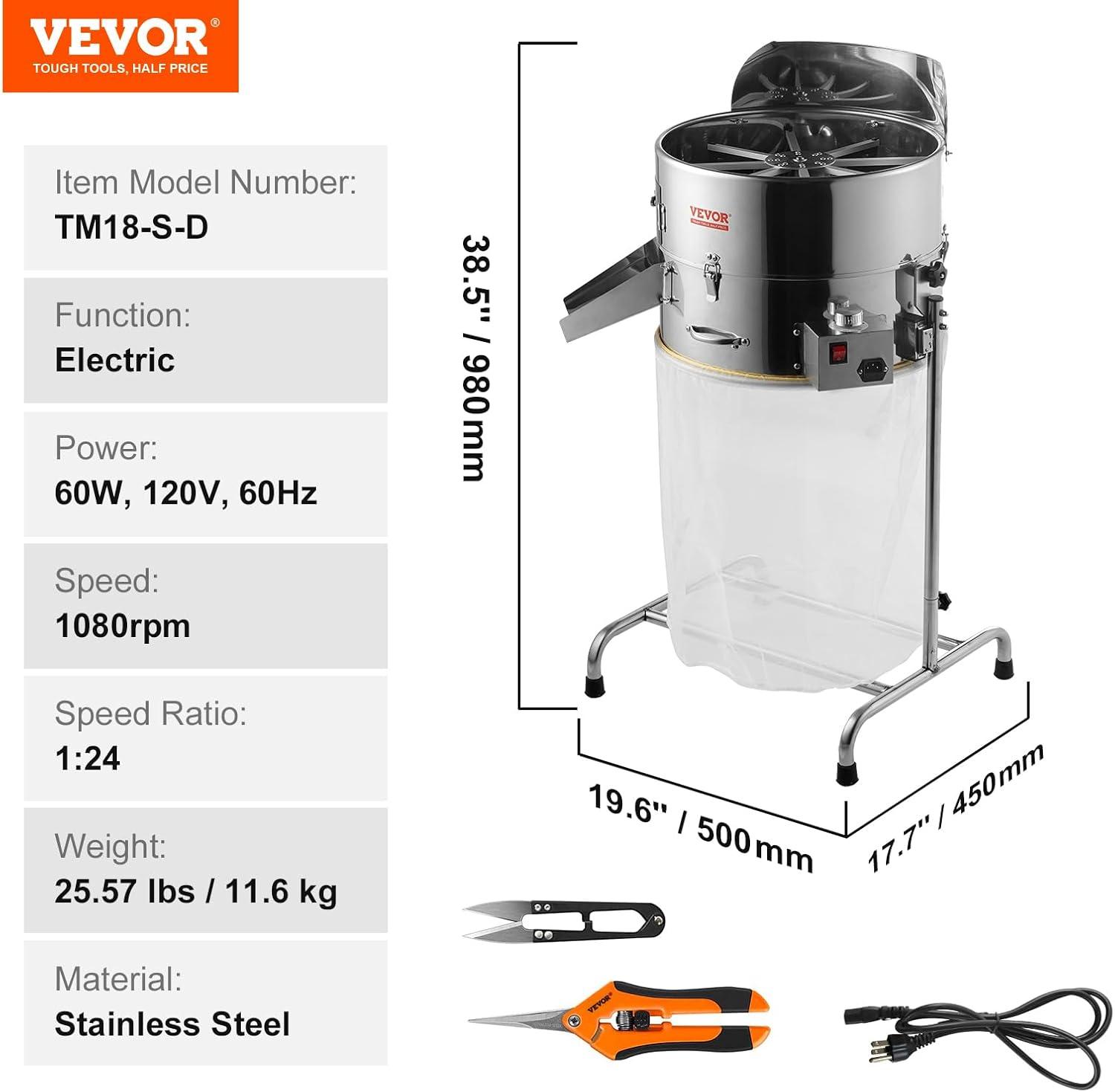image:imageVEVOR 18 Electric Bud Leaf Trimmer Tillable Trimmer with 60W Adjustable Speed StainlessSteel Blades Mesh Bag amp Hand Pruner for Leaves Bud