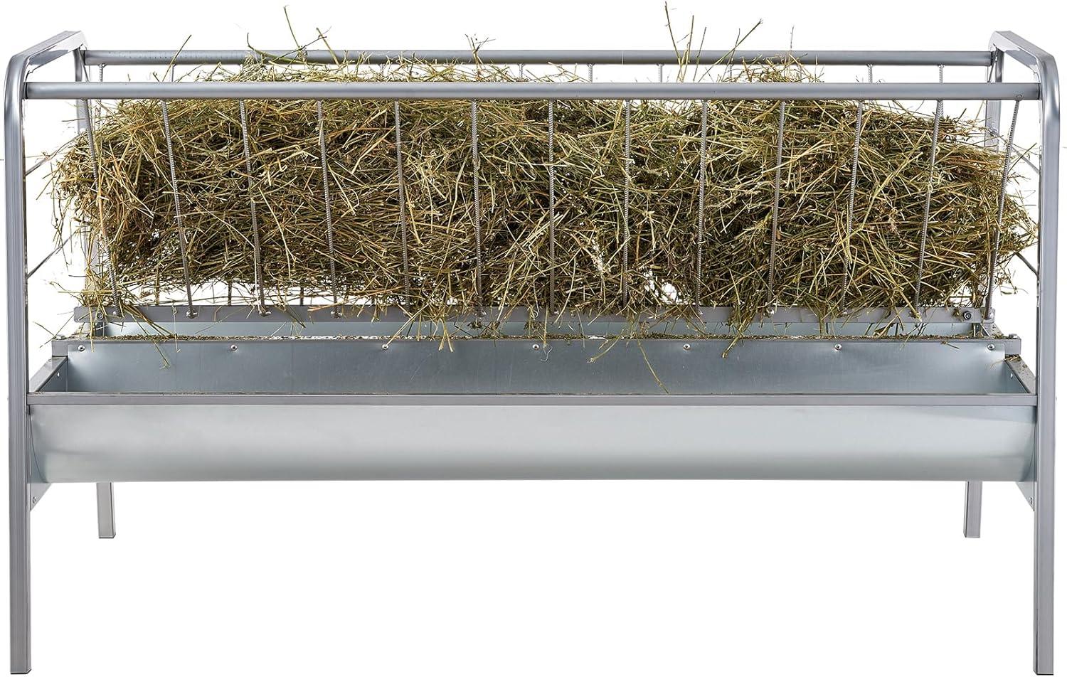 image:imageVEVOR 2 in 1 Livestock Hay Feeder 80Gallon Capacity 59 Long Goat Hay Feeder with Deeper Feeding Pan Heavy Duty Steel for Sheep Farms Sheds
