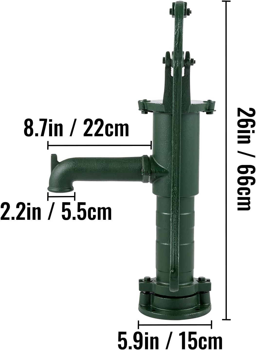 image:imageVEVOR Antique Hand Water Pump 146 x 59 x 256 inch Pitcher Pump wHandle Cast Iron Well Pump wPreset 05 Holes for Easy Installation Old Fashion Pitcher Hand for Yard Ponds Garden BlackGreen