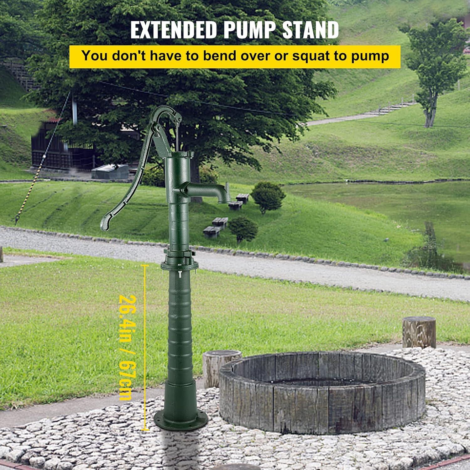 image:imageVEVOR Antique Hand Water Pump 146 x 59 x 256 inch Pitcher Pump wHandle Cast Iron Well Pump wPreset 05 Holes for Easy Installation Old Fashion Pitcher Hand for Yard Ponds Garden BlackGreen