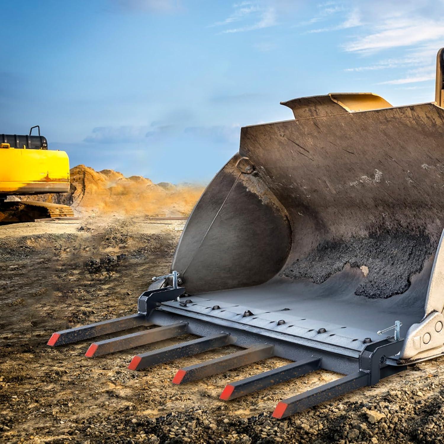 image:imageVEVOR Clamp on Debris Forks for 60 inch Buckets 4560 lbs Loading Weight Pallet Forks for Loader Tractor Buckets Skidsteer for Removing Limbs Yard Waste and Debris60