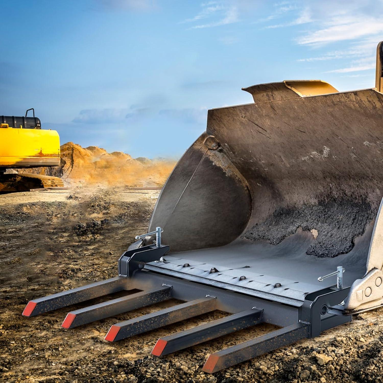 image:imageVEVOR Clamp on Debris Forks for 60 inch Buckets 4560 lbs Loading Weight Pallet Forks for Loader Tractor Buckets Skidsteer for Removing Limbs Yard Waste and Debris48