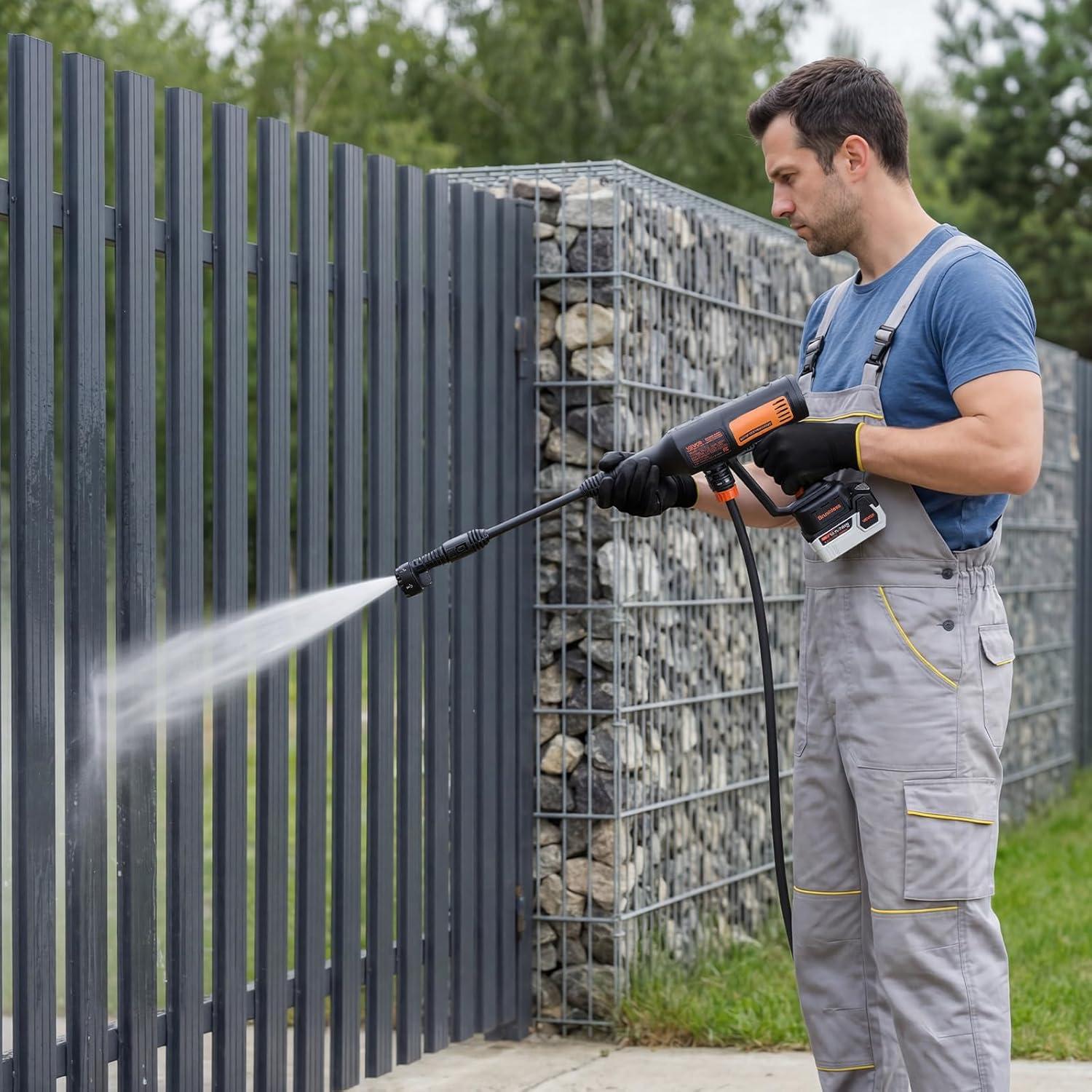 image:imageVEVOR Cordless Pressure Washer 1200PSI MAX Portable Pressure Washer with Brushless Motor 6in1 Nozzle amp Water Hose 4 Speed Adjustable Battery Powered Handheld Power Cleaner for Home Garden Patio