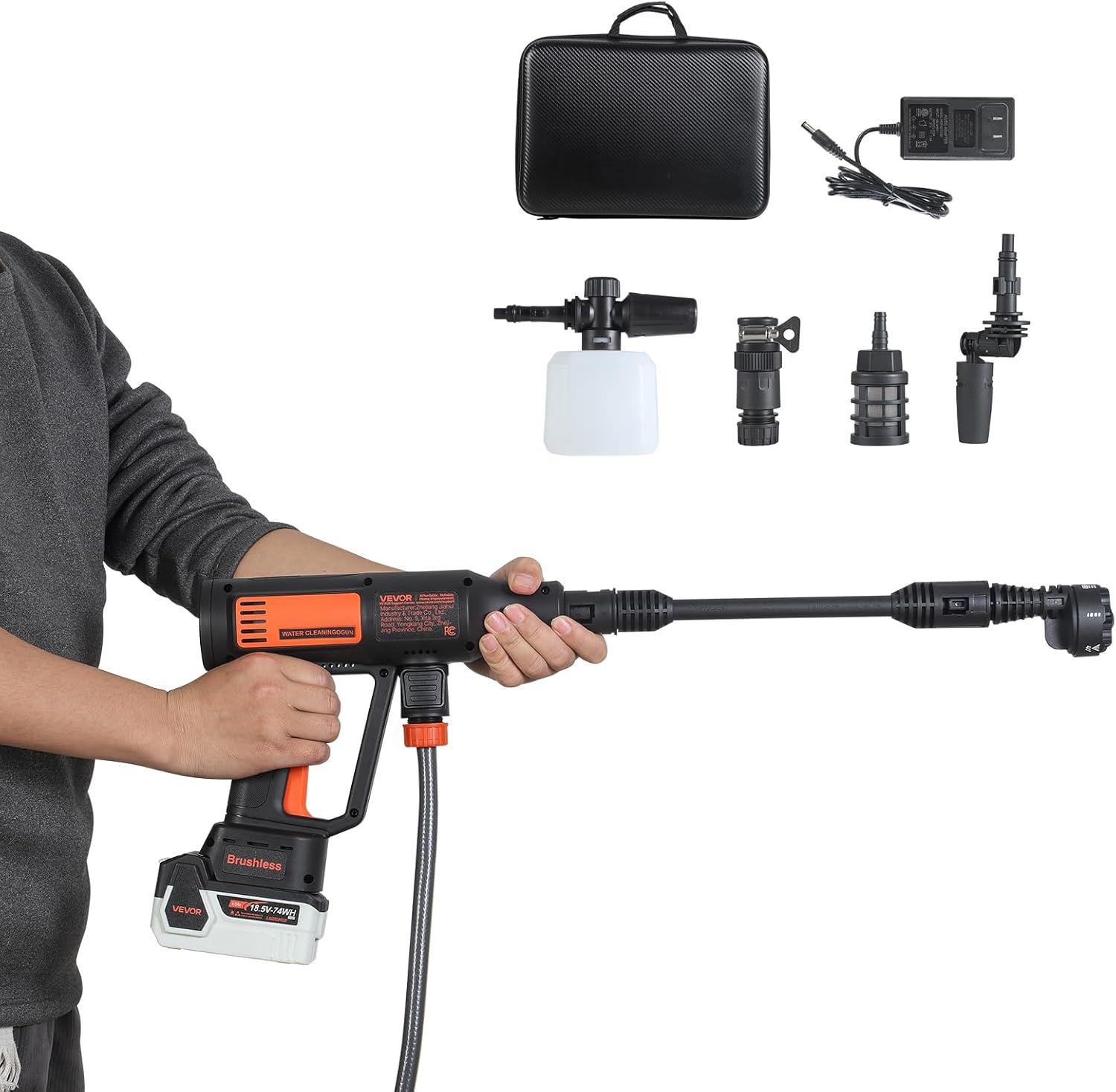image:imageVEVOR Cordless Pressure Washer 1200PSI MAX Portable Pressure Washer with Brushless Motor 6in1 Nozzle amp Water Hose 4 Speed Adjustable Battery Powered Handheld Power Cleaner for Home Garden Patio