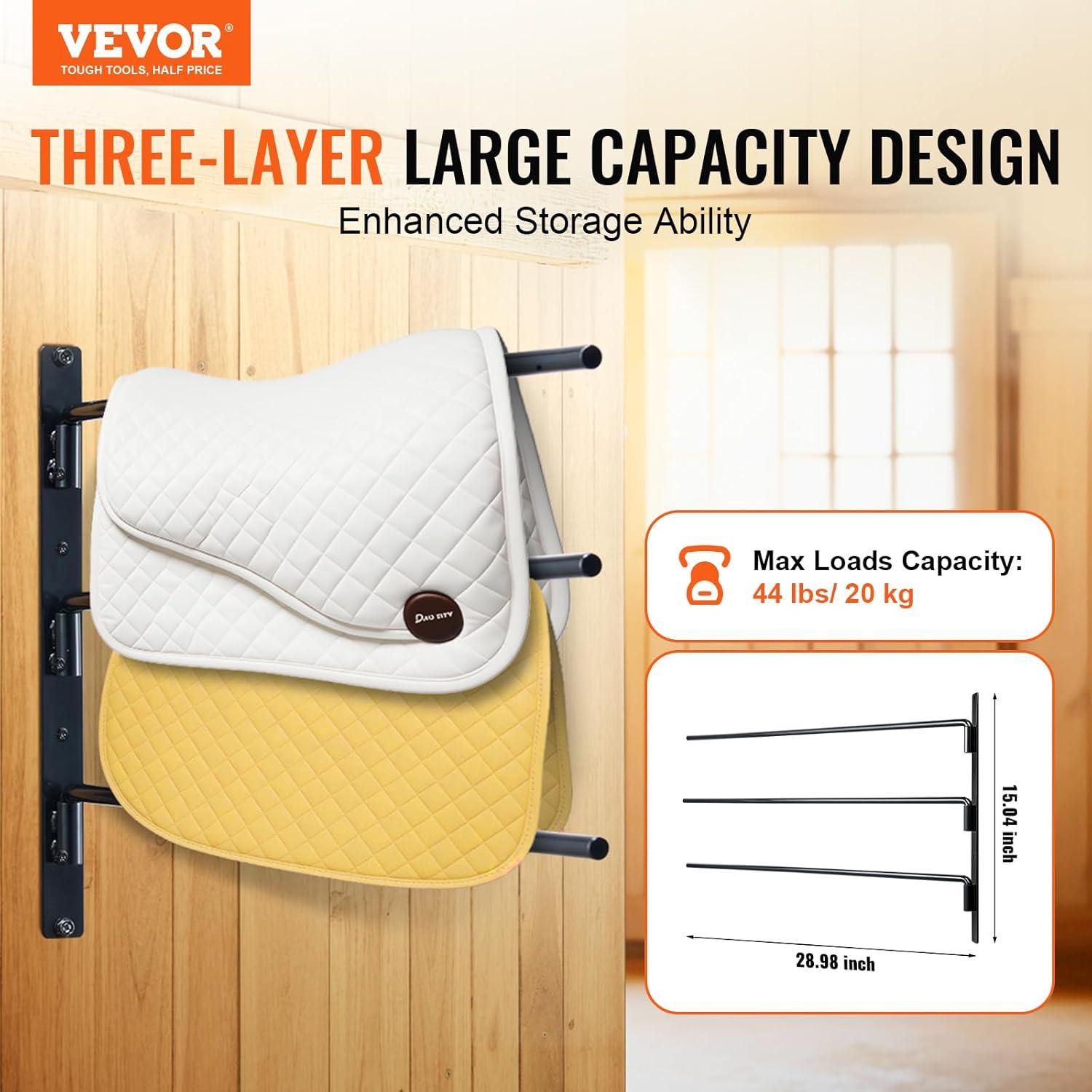 image:imageVEVOR Freestanding Saddle Stand 30 x 30 x 685 in 3 Tiers Saddle Rack Heavy Duty Saddle Blanket Holder with Removable amp Rotating Tiers English amp Western Saddle Rack for Tack Room Organization3 Tiers2 Packs